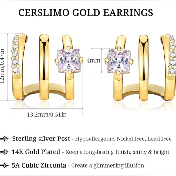 14kt gold plated hoop earrings - Picture 2 of 4